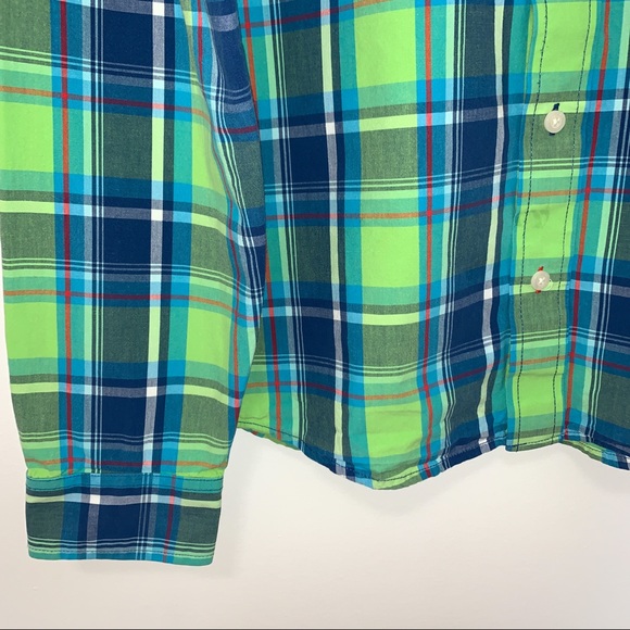 Hollister Men Size XL Shirt Plaid Soft Woven Long Sleeves Blue & Green - Picture 8 of 12